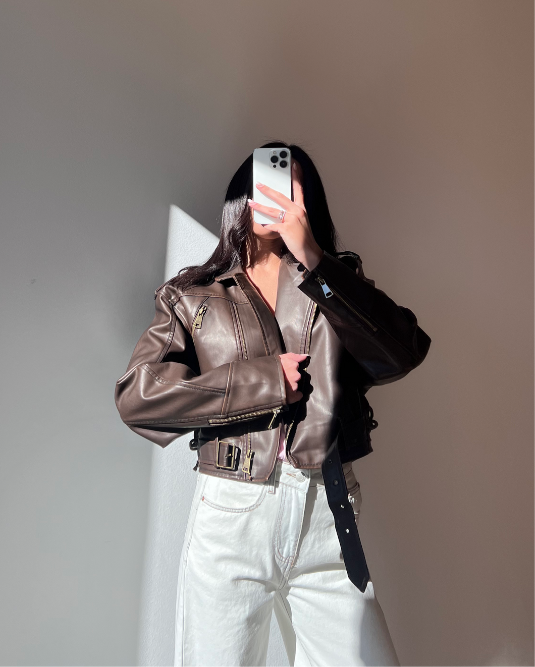 Chiodo ecopelle brown